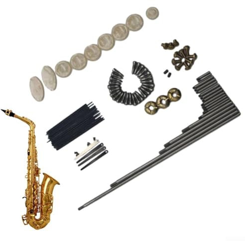 ZYWUOY Saxophon-Reparatur-Set: Metall, Altsaxophon-Reparaturset mit 9 x Saxophon-Schlüsselknöpfen, DIY-Werkzeug-Ersatzteilen, C-Dur, Modern, Weiß und Silber