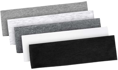 Blooms Stirnband Damen Sport, Haarband Damen Baumwolle 5 Stück Elastisch Headband Dünn Antirutsch Haarbänder Herren Breit Schwarz Weiß Grau Headbands Yoga Fitness Laufen Exercise Gym