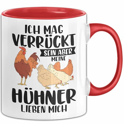Hühnerstall Tasse Hühner Hahn Bauernhof Bäuerin Geschenk Huhn Geschenkidee Kaffee-Becher (Rot)
