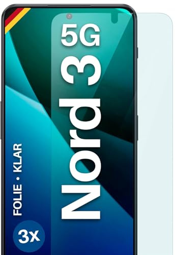 moex für OnePlus Nord 3 5G Schutzfolie Displayschutz Folie Ultra-klar HD 0,2 mm kompatibel mit jeder Hülle, Anbringen ohne Blasen, Handyfolie Extra Kratzfest, FlexProtect 3 Stück