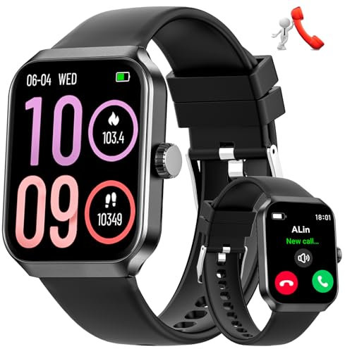 JELLOO Smart Watch (rispondere/effettuare chiamate), orologio intelligente da uomo da 1,8 pollici, 100+modalità sportive, orologio fitness con cardiofrequenzimetro/monitoraggio del sonno, contapassi