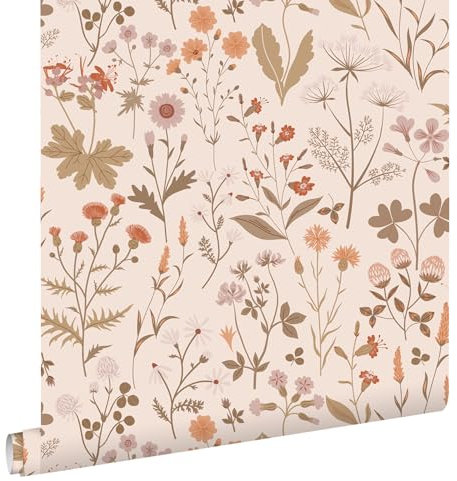 papier peint fleurs des champs beige 0,53 x 10,05 m - ESTAhome