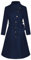 GRACE KARIN Damen trendige A-Linien-Peajacke Einreihiger Business-Herbst-Wintermantel Dunkelblau S