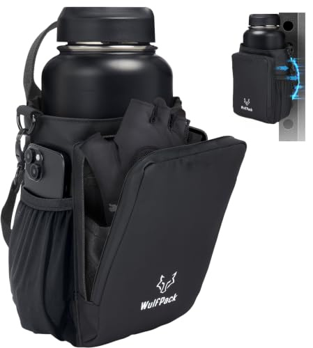 WulfPack Magnetischer Turnbeutel, magnetischer Flaschentasche, Wasserflaschenhalter mit großen Handytaschen, großen Taschen, Turnbeutel, Arbeit und Sport, Schwarz, Sportlich