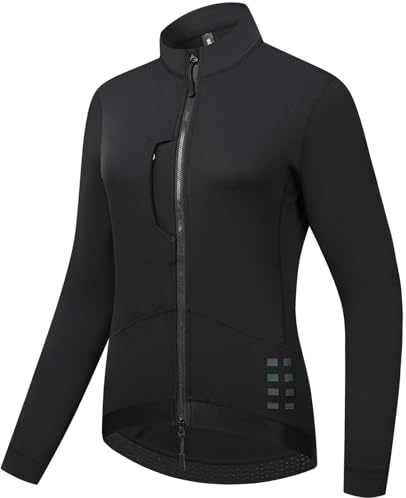 EFGETD Fahrradjacke Damen Winter Winddicht Thermo Fleece Mantel Reflektierend Langarm Radjacke Laufjacke zum Radfahren, Klettern, Wandern