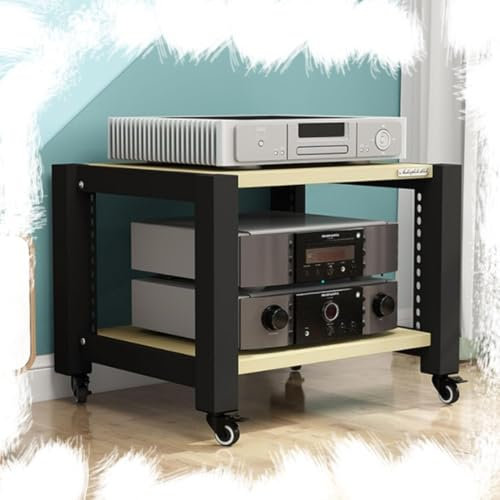 Heimkino-Audioständer, AV-Medienständer, HiFi-Rack, Stereo-Komponentenschrank, 5/2-stufiger Audioschrank mit Bremsrad, professioneller Medienaufbewahrungsschrank für Schlafzimmer (weißer Ahorn, 2 Eb