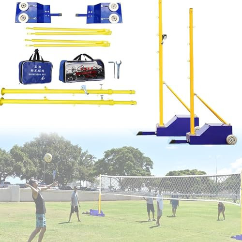 HKFGSHOP Volleyball Pfosten, Badminton Netz Ständer Tragbar, Mit Füllbarem Boden, Nach Füllung Gewicht: 80-100KG, Heavy Duty Volleyball Pfosten, 1.55-2.1m Höhenverstellbar, Für Indoor Outdoor