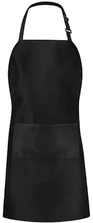 Goldeluxe 4 Set Schwarze Schürze,wasserdichte Kochschürze Herren&Damen(68x80cm) Küchenschürze mit 2 Taschen,verstellbarer Nackengurt,lange Taillenbänder,ideal als Kittelschürze für Küche,Grill,Garten