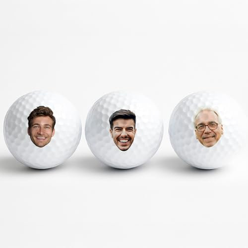 Firebox Personalisierbare Golfbälle 3er Set mit Foto – Dein Gesicht auf dem Ball – originelle Geschenkidee für Golfer – Golfball personalisiert – Golf Deko – Nicht turnierzugelassen
