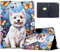 iPad 6th/5th Generation 9.7 Inch 2018/2017 Case, Premium Leather Ultra Thin Lightweight Smart Protective Case with Stand, Multi-Angle, Card Slot for iPad Case 6th Generation/Air 2, White Dog