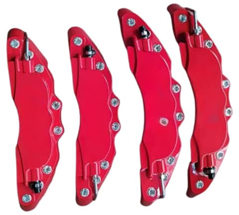 4pcs Brake Caliper Covers for Cars, Aluminum Red Universal Disc Brake Calipers Cover Protector for 14-17 Wheel Hub, 3D Custom Style Modification Refit Accessories Pair for Front Rear Medium System