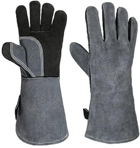 Guantes de horno resistentes al calor, guantes de barbacoa para parrilla, aislamiento de calor, guantes de soldadura de forja de cuero