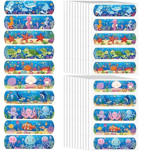 Luxylei 50pcs Children's Kids Plasters, Cute Cartoon Band Aids Waterproof Breathable Adhesive Finger Bandage Wrap Emergency Kit for Girls Boys