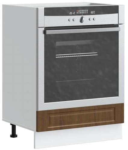 WEMYUFURN Herdumbauschrank Porto Braun Eichen-Optik Holzwerkstoff Eckunterschrank Küche mit Stauraum und verstellbaren Füßen