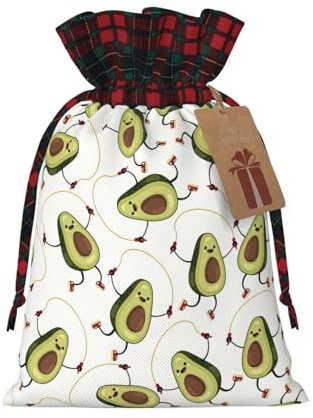 Lustiger Cartoon-Avocado-Druck, Weihnachts-Kordelzug, Geschenkbeutel, Verpackungsbedarf für Weihnachtstüten, Urlaub, Partygeschenke