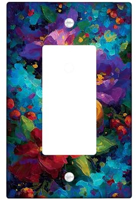 Vibrant Floral Light Switch Cover Plate/Outlet Covers, Colorful Flowers for Home Decor, Thermoplastic Wall Plates, Standard Size Single Rocker