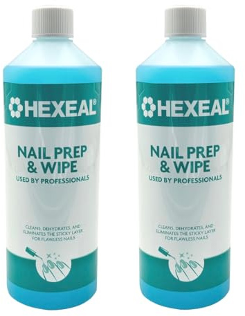 Hexeal Nail Prep & Wipe 2L - Cleans & Preps for Gel and Acrylic Nails | 2 x 1L - Perfect for Home and Salon Use, Formulated for Cleaning and Prepping for Gel, Acrylic, or Traditional Polish