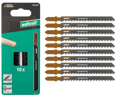 wolfcraft 8010100 - Lame de scie sauteuse, coupe rapide - Lame HCS avec queue en T - Idéale pour les lattes de toit et autres bois tendres - Profondeur de coupe 50 mm