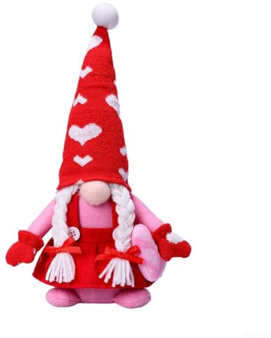 FACAIIO Romantische Valentinstagswichtel, Plüsch, süßes Herz und Blumenstrauß, Tischdekoration für Sie, Ihn, Ehefrau, Freundin (32 cm)
