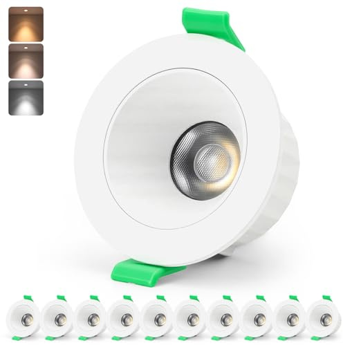 HOMEOW Blendfrei Einbaustrahler Led Spots 230V 68mm - 80mm Lochmaß 7W IP44