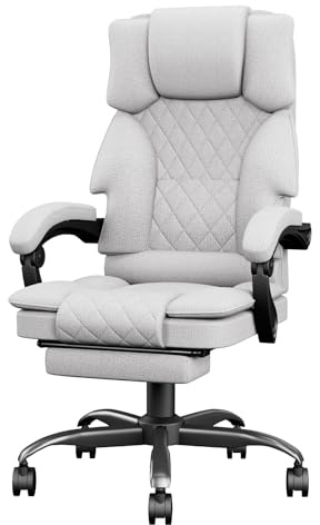 Submi Sedia Ufficio Sedia Scrivania Ergonomica per Casa e Ufficio, Sedia da Scrivania con Schienale Regolabile Sedie Computer Gaming Chair Poltrona Scrivania con Poggiapiedi in Tessuto, Grigio