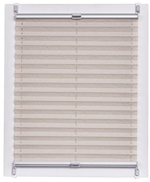 Sunlines Plissee Made in Germany, Tageslicht, Echtcrush Klemmfix, Silbergraue Schiene, 115 x 150, Stoff, Natur, 115 x 2.3 x 150 cm