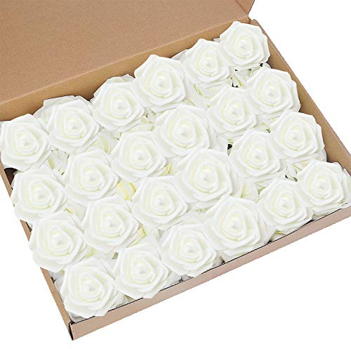 Awtlife, 60 rose artificiali per bouquet fai da te, matrimoni, feste, baby shower, decorazione per la casa