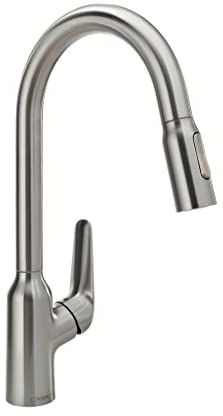 Hansgrohe 71800801 HighArc Robinet de cuisine à 2 jets, évier 1,75 GPM, acier optique