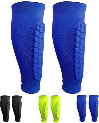 SANON 1 Paar Fußball Schienbeinschoner Ärmel, Wadenschutzhülle Professionelle stoßfeste Schienbeinschoner für Herren, Damen und Jugend (Blau)