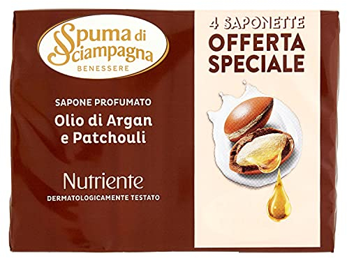 Spuma di Sciampagna Nährende Seife Argan- und Patchouli, 4 Stück, 90 g
