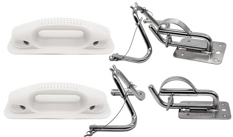 MARINE CITY Paket Quick Release Snap Davits Set mit weißem Griffpolster für Schlauchboote (1 Paar)