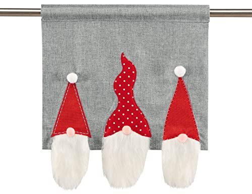 Delindo Lifestyle Scheibengardine Bistrogardine WICHTEL mit aufgestickten Applikationen, 35x40 cm, Moderne Gardine zu Weihnachten