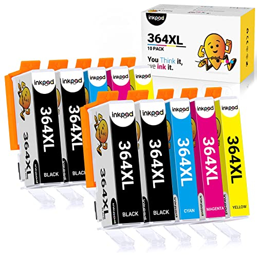 iNKPAD (10 Pack) 364XL Multipack Tintenpatronen Ersatz für HP 364 364 XL für HP Photosmart 5520 Patronen 5510 6510 6520 7510 7520, Deskjet 3070A 3520, Officejet 4610 4620(Schwarz Cyan Magenta Gelb)