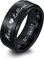 FLHEART Personalisierter Spinner Ring, Fedget Band Ring, Edelstahl Minimalist Band Stil benutzerdefinierte Name Ring Versprechen Verlobung Ehering für Herren, schwarz, 8mm, Größe 64 (20.4)