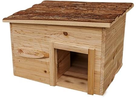 garden mile Maison pour hérisson et abri d'hibernation en bois durable résistant aux prédateurs Station d'alimentation extérieure et toit en feutre pour la maison le jardin les hérissons les animaux