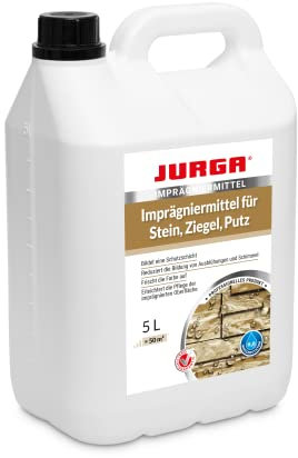 JURGA Steinimprägnierung Außen 5L, Steinversiegelung Naturstein, für Stein & Klinker & Putz, Benzin- & Lösemittelfrei