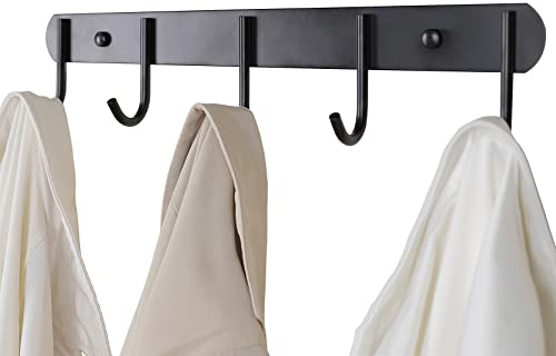 Encozy Lot de 2 crochets muraux robustes à suspendre Noir en acier inoxydable 100%