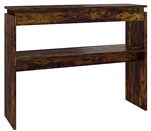 vidaXL Table Console Table d'Appoint Meuble d'Entrée Table sous Miroir Meuble de Couloir Intérieur Chêne Fumé 102x30x80 cm Bois d'Ingénierie