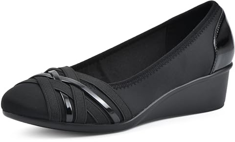 CLIFFS BY WHITE MOUNTAIN Women's Bowie Wedge, Black/Nylon, 8.5 M