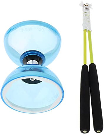predolo Diabolo Professionnel à 3 Roulements avec Baguettes Kit d'embrayage Jouet de Jonglage 12cm, Bleu