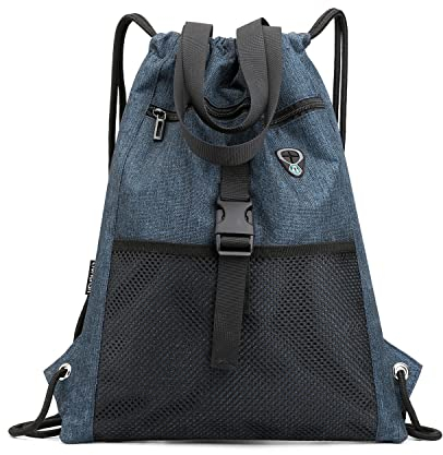 Cosyres Kordelzug Turnbeutel Rucksack mit Kordelzug String Bag Turnbeutel Wasserdicht Sportbeutel Gym Bag (Blau)