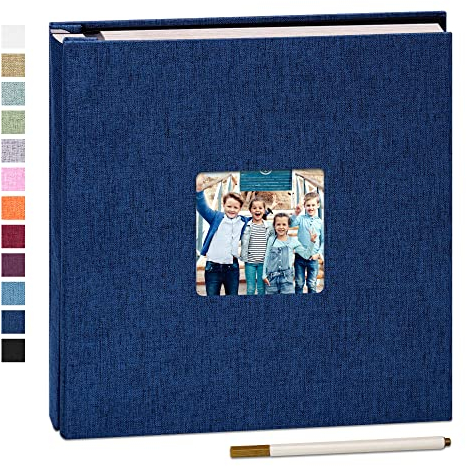 Yopih Selbstklebende 10x15 Fotoalbum Einkleben und zum Selbstgestalten Groß leinen Photoalbum mit 60 weißen Seiten, Hochzeit Jahrestag Geburtstag Geschenke, mit einem Kugelschreiber, 33x32cm