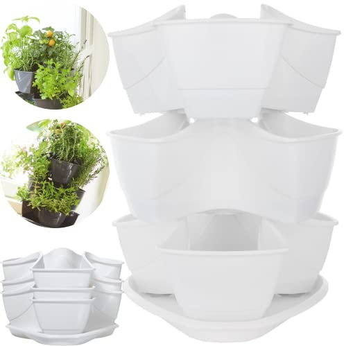 DTU24 Vertikaler Kräutergarten Kräutertopf 40x30cm Minigarden Pflanzturm Weiß