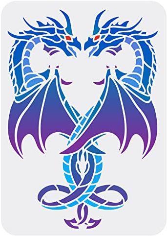 FINGERINSPIRE Drachen Herz Schablone Zum Malen 21x29.7 cm Herzförmige Drachen Schablone Dekorationsvorlage Flugsaurier Aushöhlungsschablone DIY Handwerk Für Holz Wand Möbel Heimdekoration