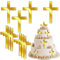 LWAIX Kreuz für Tortendeko Cake Topper Kreuz Gold Tauf Torte Deko Acryl Kuchen Dekoration Taufe 10 x 7cm für Hochzeit Geburtstag Party Kommunion (10STK)