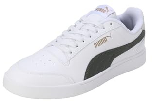 Puma Unisex Shuffle Track Shoe, Puma White Myrtle Vapor Grey Puma Gold, 43 EU