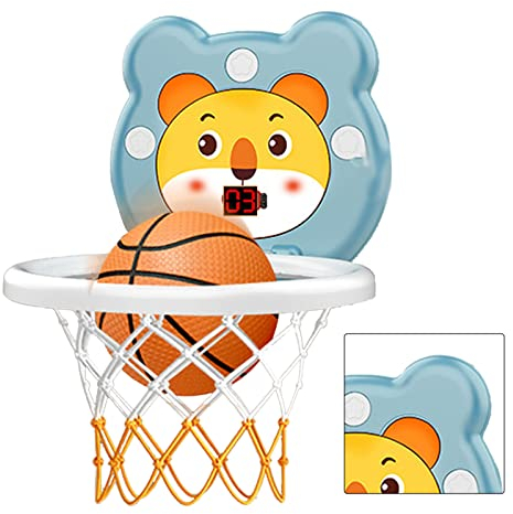 Juego de canasta de baloncesto, bonita canasta de baloncesto, ventosa plegable por infrarrojos, iluminación dinámica para la escuela (tablero de baloncesto azul)