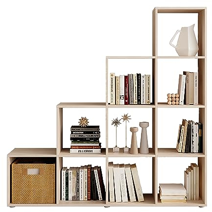 Stella Trading Luna Modernes Würfelregal Eiche Sonoma Nachbildung, ideal für Faltboxen - Praktisches Raumteiler Regal mit 10 offenen Fächern - 149 x 149 x 35 cm