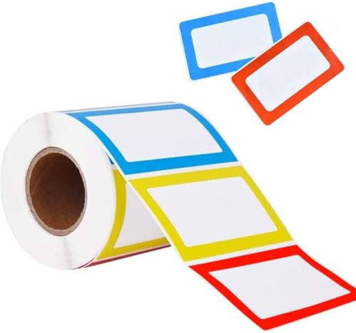 Name Tag Labels Stickers Large 200 Colorful 89x57mm 4 Colors Waterproof Adhesive Name Tags Sticky Labels for Clothes Office School Presents Kitchen Food Bottles Folders and Birthday Parties