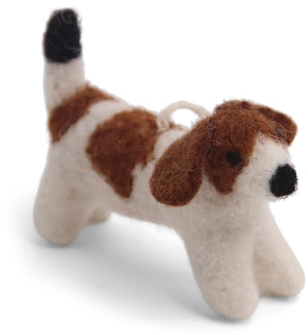 Gry & SIF Hund Jack Russel, Filzanhänger, Geschenkidee, Mitbringsel, Anhänger aus Filz, Handmade, Fairtrade, Schlüsselanhänger